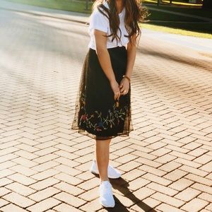 Black floral Embroidered skirt